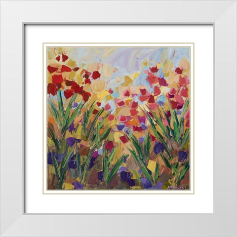 Floral Fields II White Modern Wood Framed Art Print with Double Matting by Coolick, Ann Marie