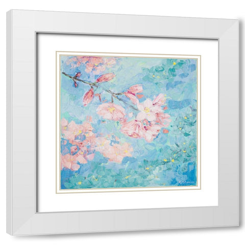 Yoshino Cherry Blossom I White Modern Wood Framed Art Print with Double Matting by Coolick, Ann Marie