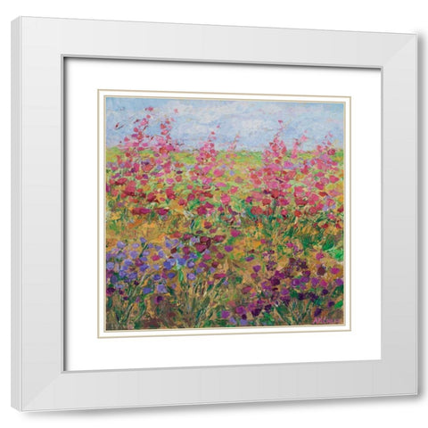 Floral Fields II White Modern Wood Framed Art Print with Double Matting by Coolick, Ann Marie