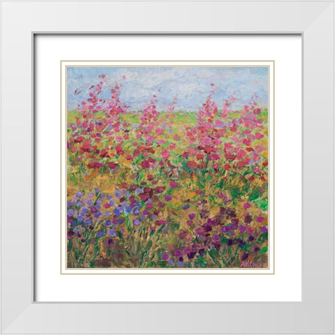 Floral Fields II White Modern Wood Framed Art Print with Double Matting by Coolick, Ann Marie