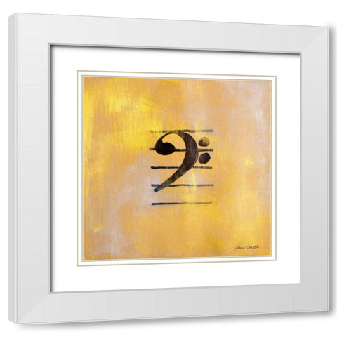 Bass Clef Border White Modern Wood Framed Art Print with Double Matting by Loreth, Lanie