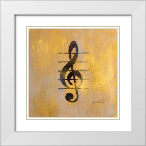 Treble Clef Border White Modern Wood Framed Art Print with Double Matting by Loreth, Lanie