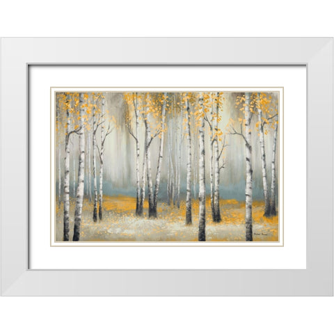 Golden September Birch White Modern Wood Framed Art Print with Double Matting by Marcon, Michael