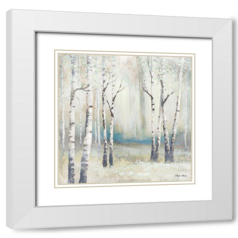 Watercolor December Birch I White Modern Wood Framed Art Print with Double Matting by Marcon, Michael