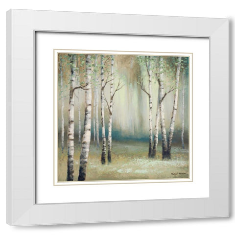 Late September Birch I White Modern Wood Framed Art Print with Double Matting by Marcon, Michael