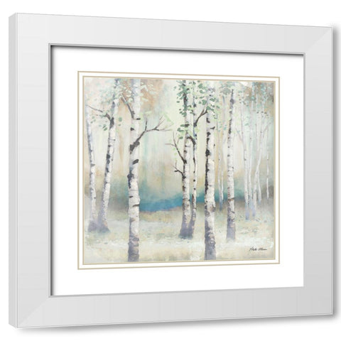 Watercolor December Birch II White Modern Wood Framed Art Print with Double Matting by Marcon, Michael