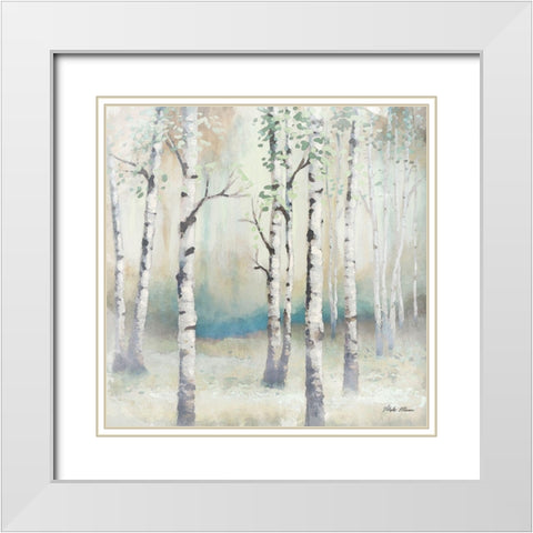Watercolor December Birch II White Modern Wood Framed Art Print with Double Matting by Marcon, Michael