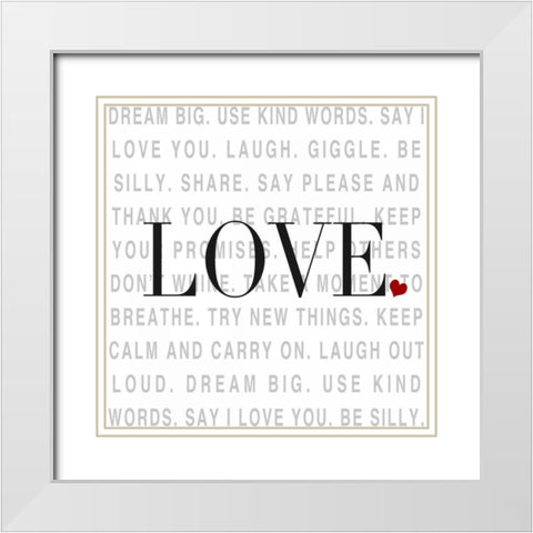 Love and Life I White Modern Wood Framed Art Print with Double Matting by SD Graphics Studio