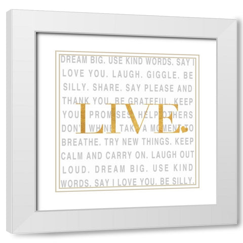 Gold Love and Life II White Modern Wood Framed Art Print with Double Matting by SD Graphics Studio