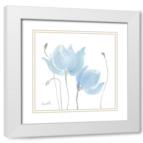 Floral Sway Blue I White Modern Wood Framed Art Print with Double Matting by Loreth, Lanie