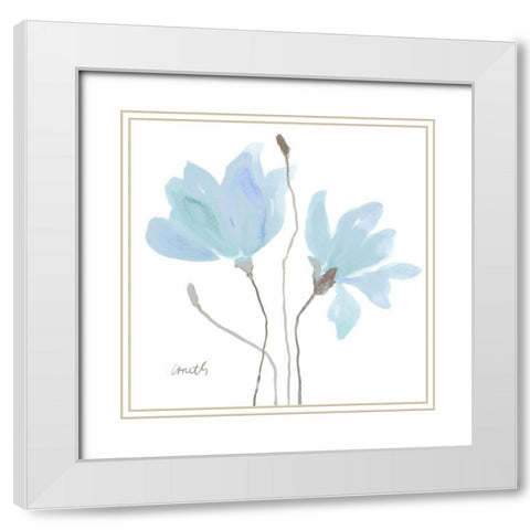 Floral Sway Blue II White Modern Wood Framed Art Print with Double Matting by Loreth, Lanie