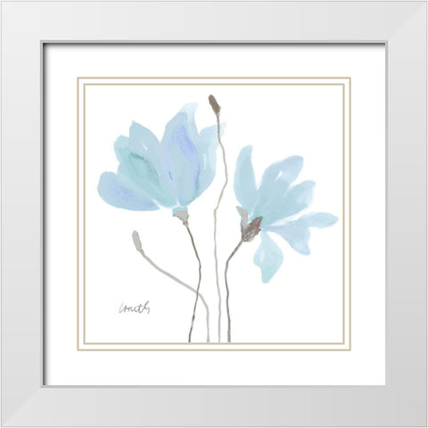 Floral Sway Blue II White Modern Wood Framed Art Print with Double Matting by Loreth, Lanie