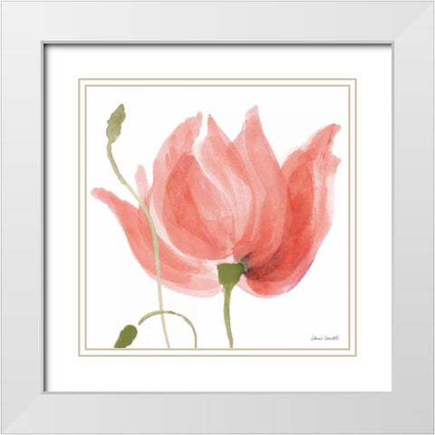 Floral Sway Peach II White Modern Wood Framed Art Print with Double Matting by Loreth, Lanie