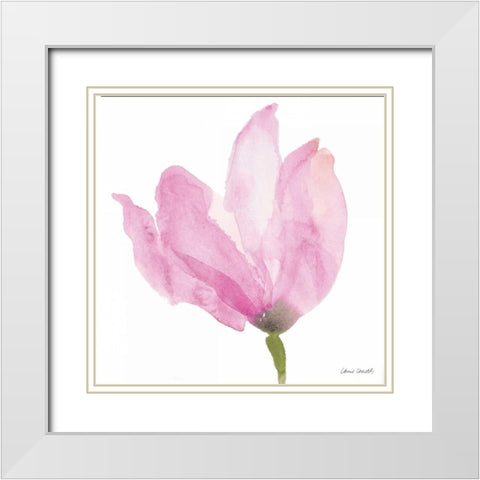 Floral Sway Pink II White Modern Wood Framed Art Print with Double Matting by Loreth, Lanie