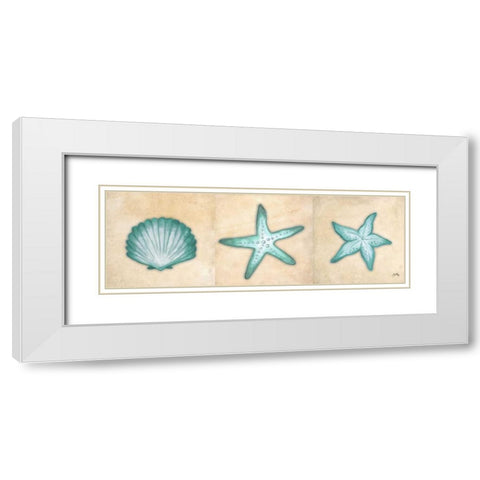 Shells I White Modern Wood Framed Art Print with Double Matting by Medley, Elizabeth