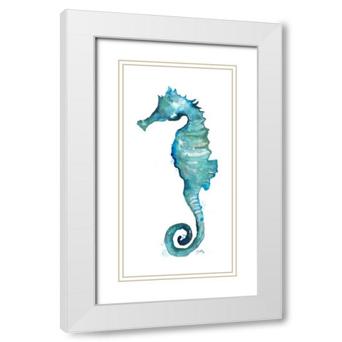 Aqua Creatures II White Modern Wood Framed Art Print with Double Matting by Medley, Elizabeth