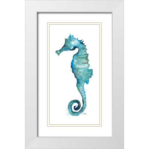 Aqua Creatures II White Modern Wood Framed Art Print with Double Matting by Medley, Elizabeth