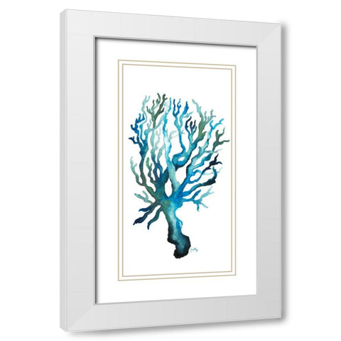 Aqua Creatures IV White Modern Wood Framed Art Print with Double Matting by Medley, Elizabeth