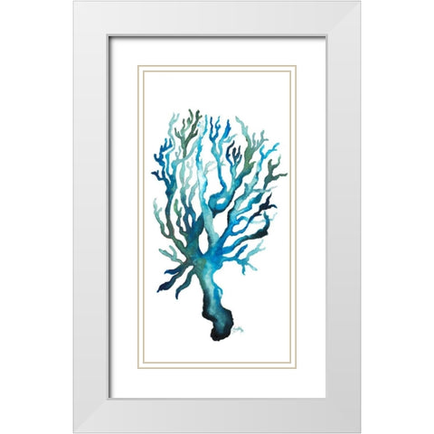 Aqua Creatures IV White Modern Wood Framed Art Print with Double Matting by Medley, Elizabeth