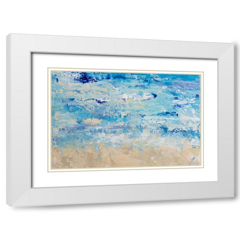 Blue Crashing Wave White Modern Wood Framed Art Print with Double Matting by DeRice, Julie