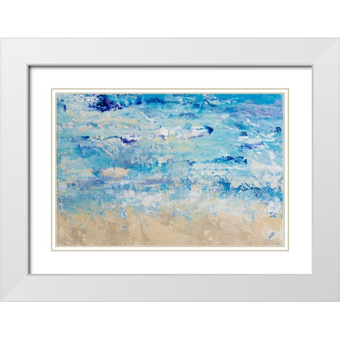 Blue Crashing Wave White Modern Wood Framed Art Print with Double Matting by DeRice, Julie