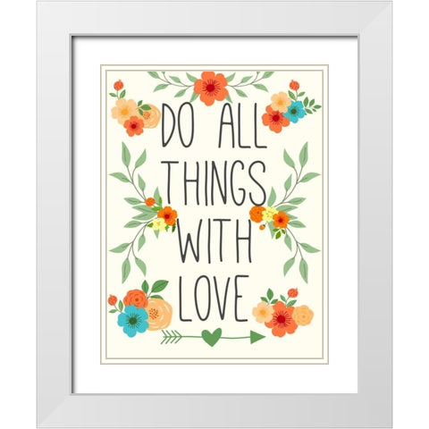Heart and Love I White Modern Wood Framed Art Print with Double Matting by SD Graphics Studio