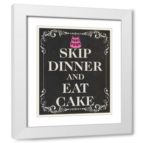 Eat Cake Pink II White Modern Wood Framed Art Print with Double Matting by SD Graphics Studio