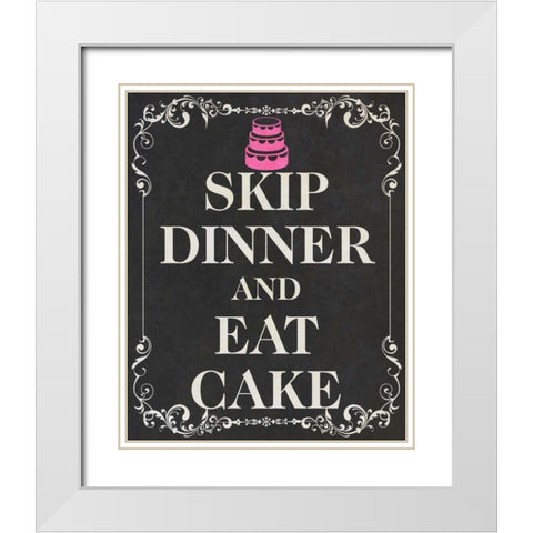 Eat Cake Pink II White Modern Wood Framed Art Print with Double Matting by SD Graphics Studio