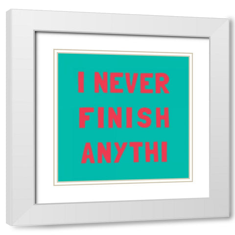 Never Grow I  (teal) White Modern Wood Framed Art Print with Double Matting by SD Graphics Studio