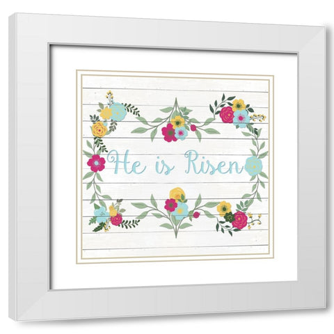 He is Risen Floral White Modern Wood Framed Art Print with Double Matting by SD Graphics Studio