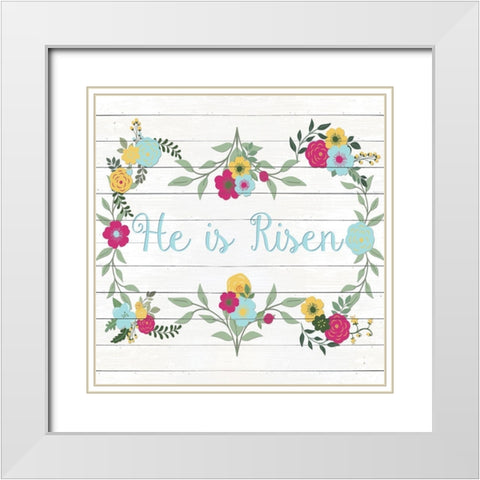 He is Risen Floral White Modern Wood Framed Art Print with Double Matting by SD Graphics Studio