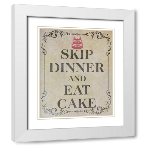 Eat Cake I White Modern Wood Framed Art Print with Double Matting by SD Graphics Studio