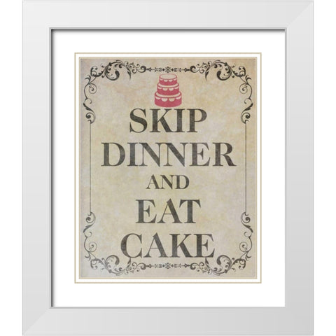 Eat Cake I White Modern Wood Framed Art Print with Double Matting by SD Graphics Studio