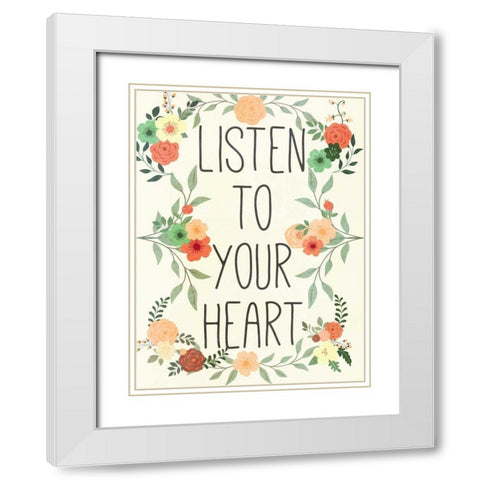 Love Heart II White Modern Wood Framed Art Print with Double Matting by SD Graphics Studio