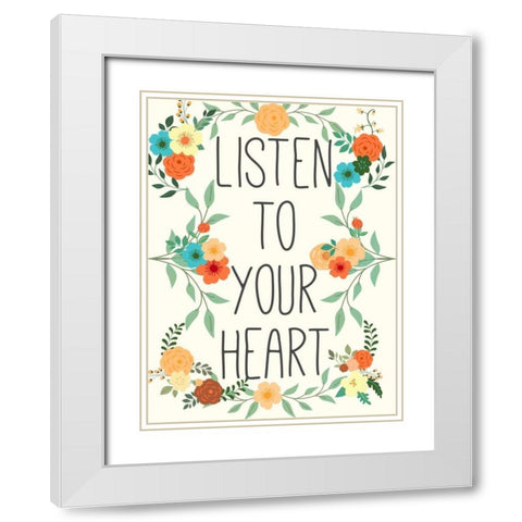 Heart and Love II White Modern Wood Framed Art Print with Double Matting by SD Graphics Studio