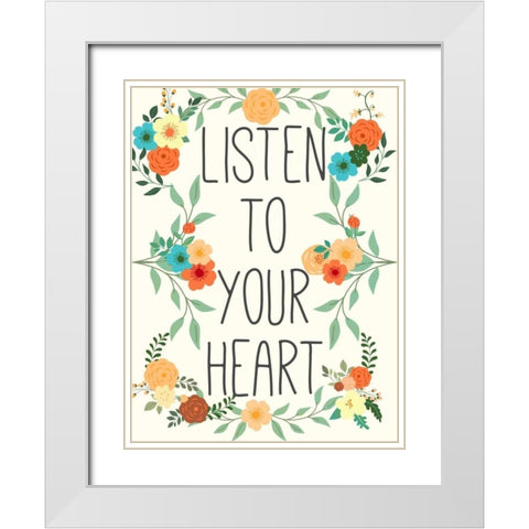 Heart and Love II White Modern Wood Framed Art Print with Double Matting by SD Graphics Studio