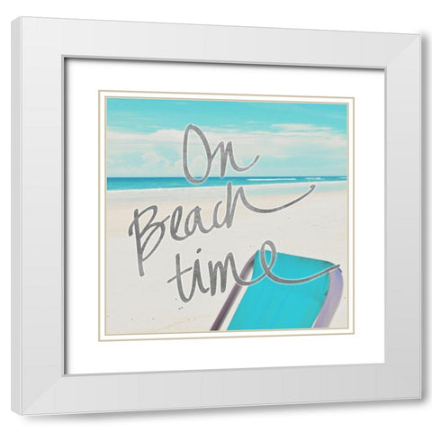 On Beach Time White Modern Wood Framed Art Print with Double Matting by Peck, Gail