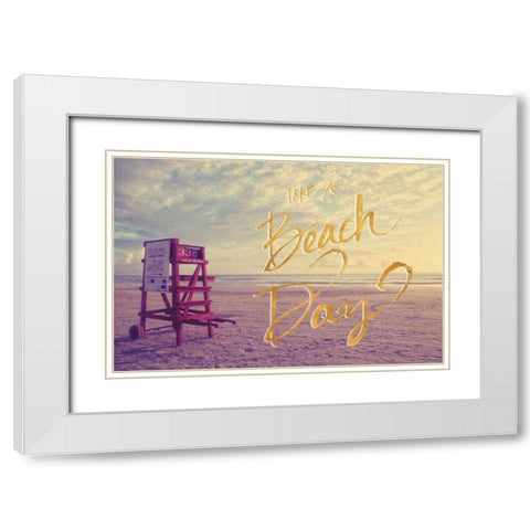 Take a Beach Day White Modern Wood Framed Art Print with Double Matting by Peck, Gail