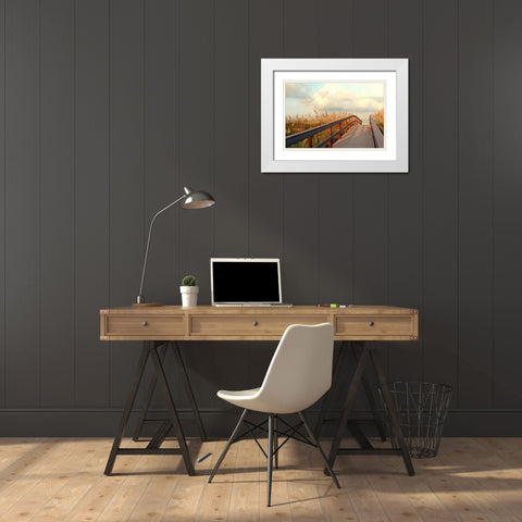 Sunset Pathway White Modern Wood Framed Art Print with Double Matting by Peck, Gail