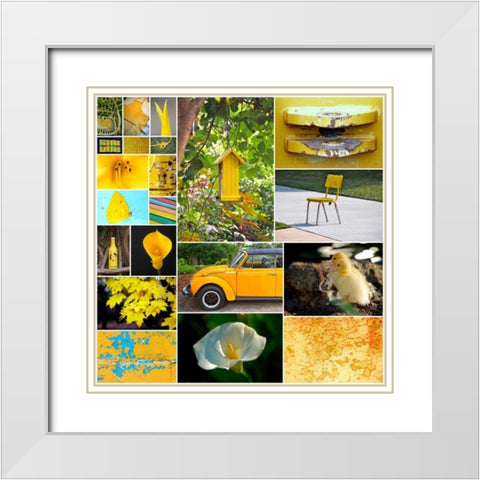 Hello Sunshine Collage White Modern Wood Framed Art Print with Double Matting by Peck, Gail
