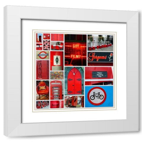 Stop Light Red Collage White Modern Wood Framed Art Print with Double Matting by Peck, Gail