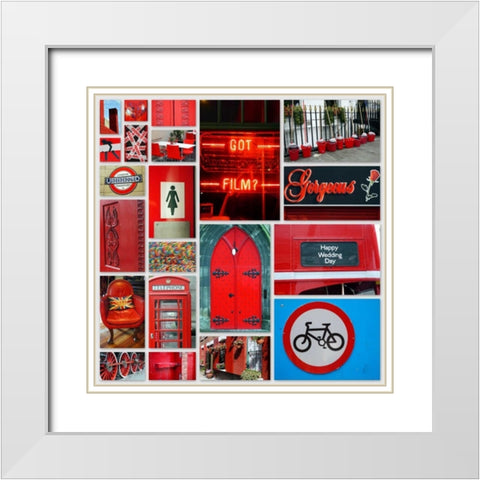 Stop Light Red Collage White Modern Wood Framed Art Print with Double Matting by Peck, Gail