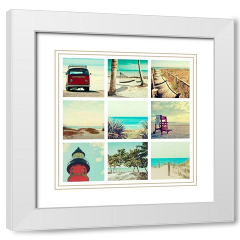 Summer Collage White Modern Wood Framed Art Print with Double Matting by Peck, Gail