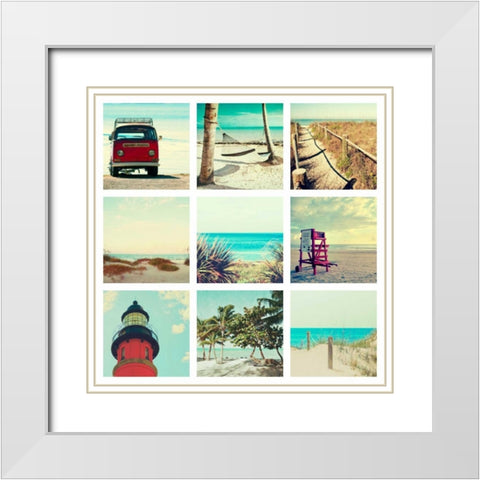 Summer Collage White Modern Wood Framed Art Print with Double Matting by Peck, Gail