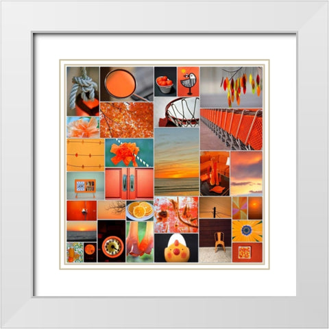 Orangina Collage White Modern Wood Framed Art Print with Double Matting by Peck, Gail