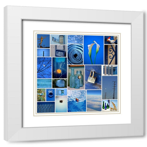 Sky Blue Collage White Modern Wood Framed Art Print with Double Matting by Peck, Gail