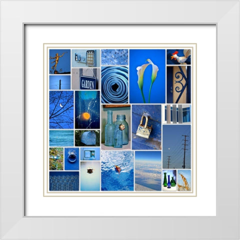 Sky Blue Collage White Modern Wood Framed Art Print with Double Matting by Peck, Gail