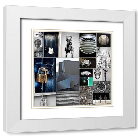 Silver Lining Collage White Modern Wood Framed Art Print with Double Matting by Peck, Gail