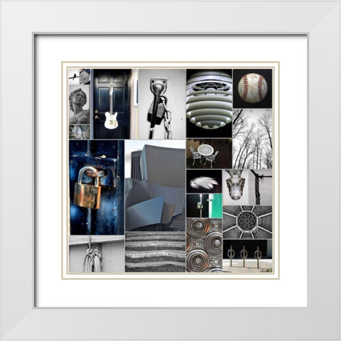 Silver Lining Collage White Modern Wood Framed Art Print with Double Matting by Peck, Gail
