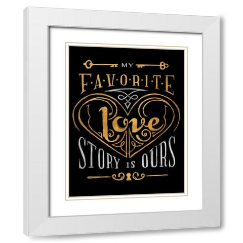 Black and Gold Love Story White Modern Wood Framed Art Print with Double Matting by SD Graphics Studio